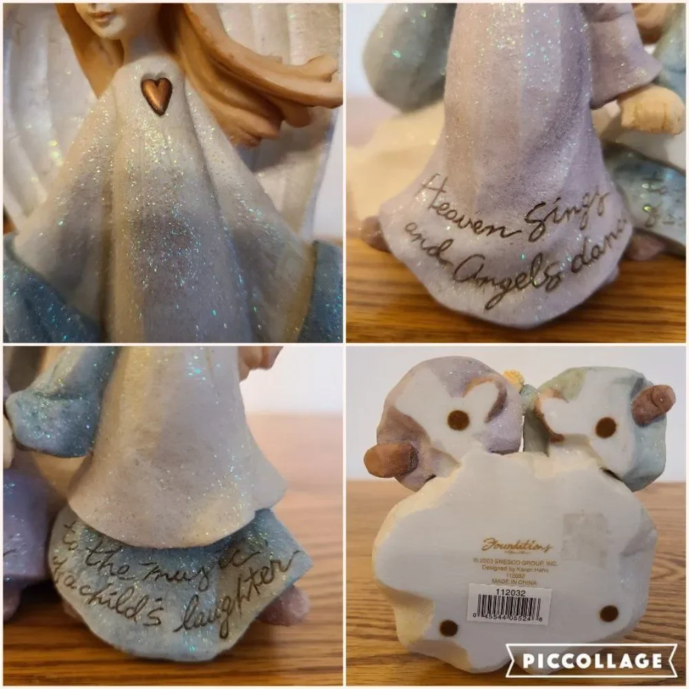 Karen Hahn Angel With Kids Figurine Foundations by Karen Hahn Enesco Group VTG